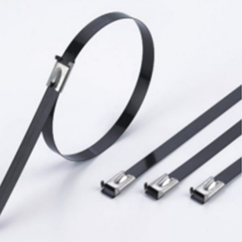 Bridas para cables de acero inoxidable: bridas recubiertas de poliéster con cierre de bola tipo L
